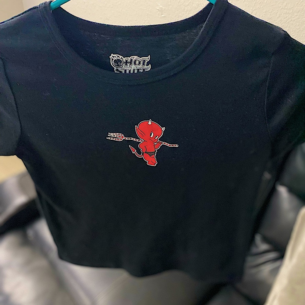 Devil short sleeeve crop top size small
